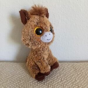 TY Beanie Babies Boos Harriet Horse TySilk Brown 7in Orange Sparkle Eyes